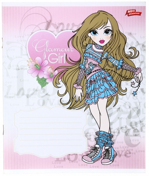 Тетрадь школьная с глитером 12 листов в клеточку в ассортименте Мечты сбываются