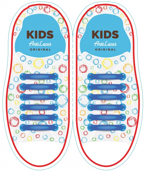 Шнурки силиконовые AntiLaces Kids 38 мм 12 шт. синий