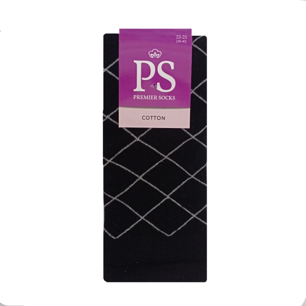 Гольфи жіночі Елегант Premier Socks з білими ромбами р.23-25 чорний 1 шт.