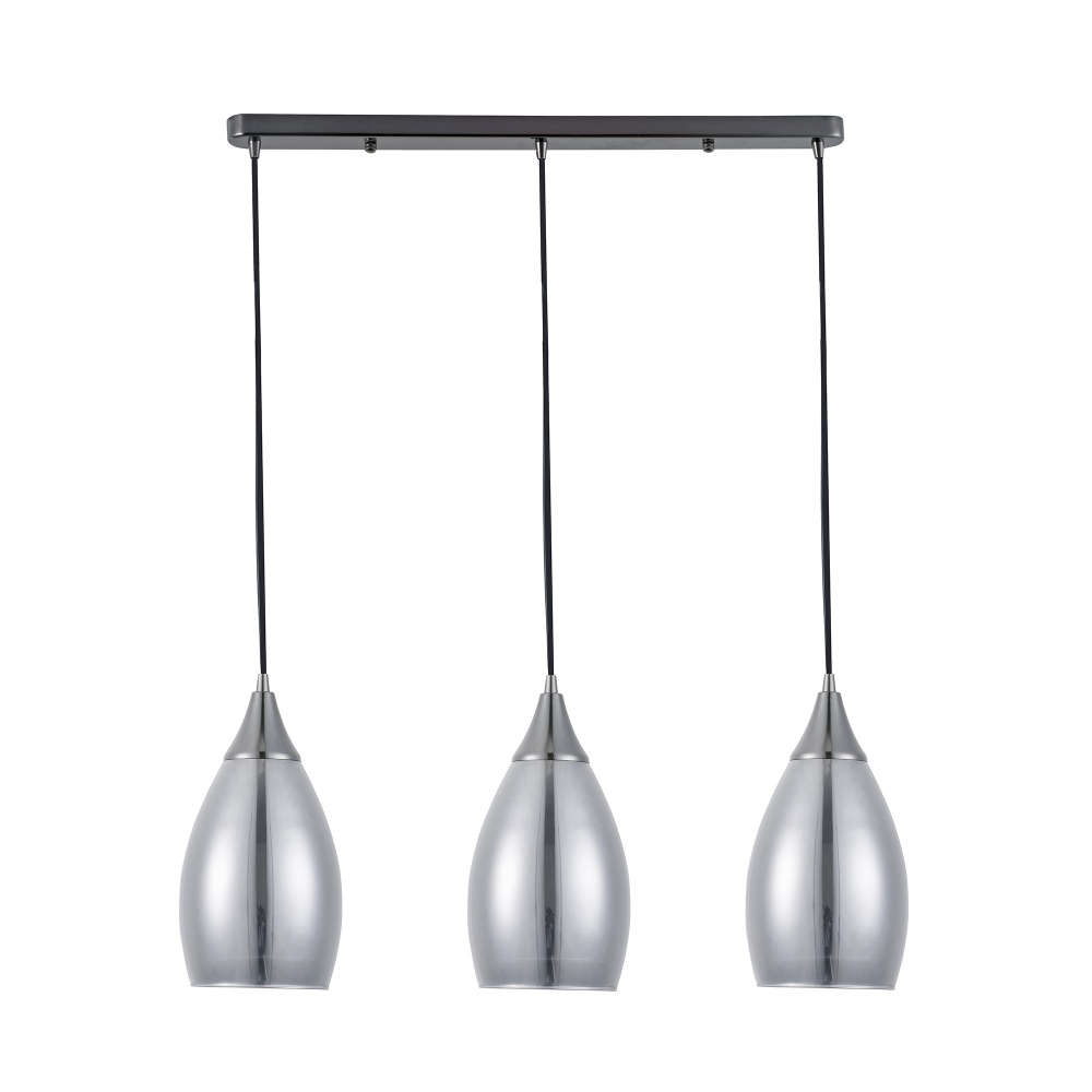 Світильник підвісний Miorro Elena 620x120х280/1050 мм метал/скло 3x40 Вт E14 чорний 51-311-139