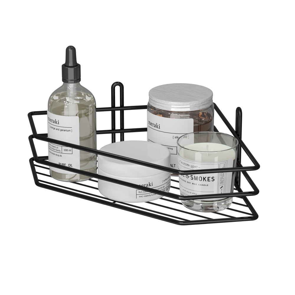 Полка угловая 25 см 1-ярусная черная (ПВ-25133)