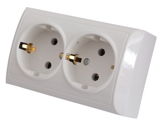 Розетка двойная с заземлением UP! (Underprice) без шторок без крышки белый 2213 WHITE