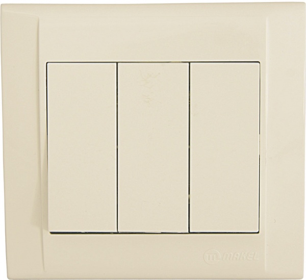 Вимикач триклавішний Makel Defne без підсвітки кремовий 42010091