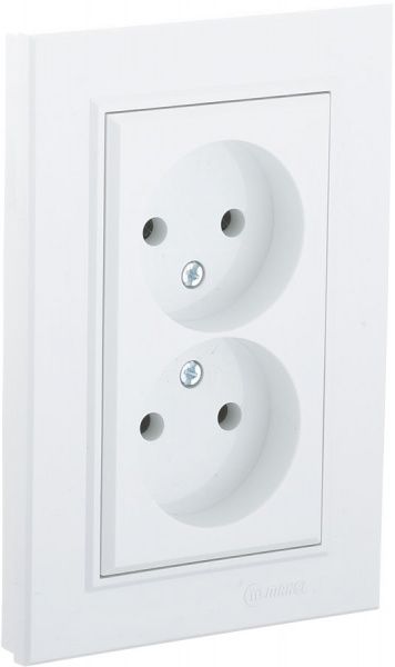 Розетка подвійна без заземлення Makel Karea без шторок без кришки білий