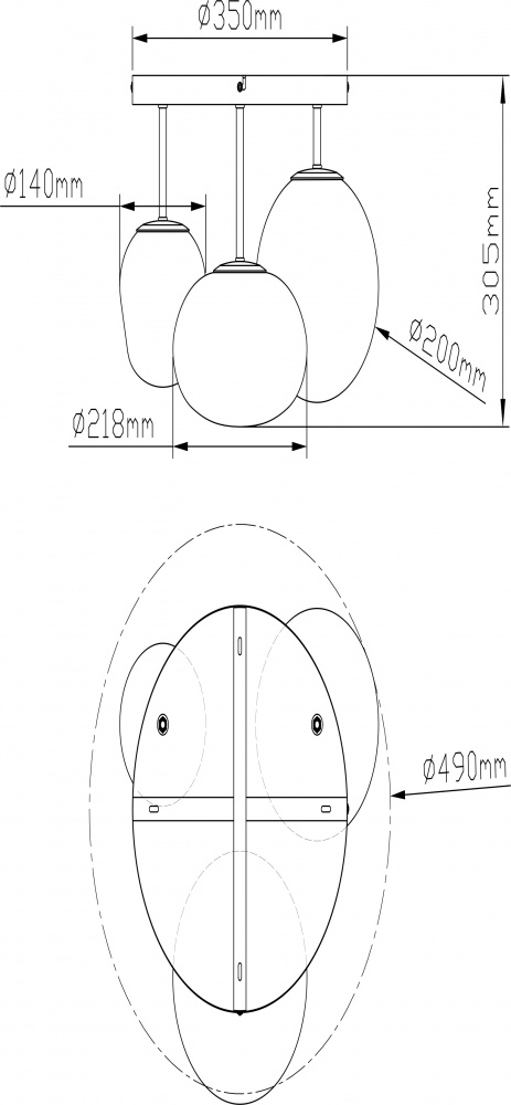 Люстра потолочная Sensio Hollywood 3x40 Вт E14 черный/дымчатый ALB-C00193-BK-E