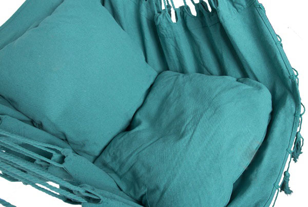 Кресло-гамак UP! (Underprice) с бахромой и подушками 130x100 см бирюзовый