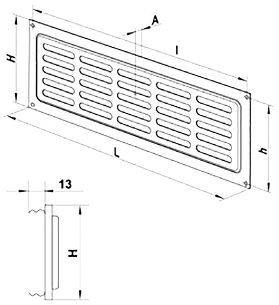 Решітка Вентс МВМ 475x80/10-3 метал білий