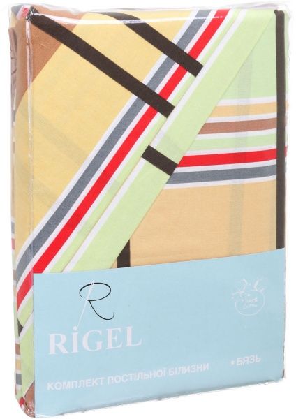 Комплект постільної білизни Клітинка 2 євро жовтий Rigel 