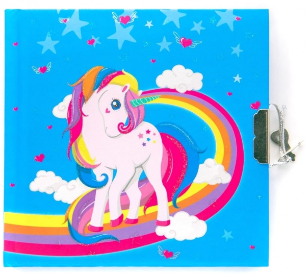 Блокнот на замочке Единорог с радугой голубой 482005-U Malevaro