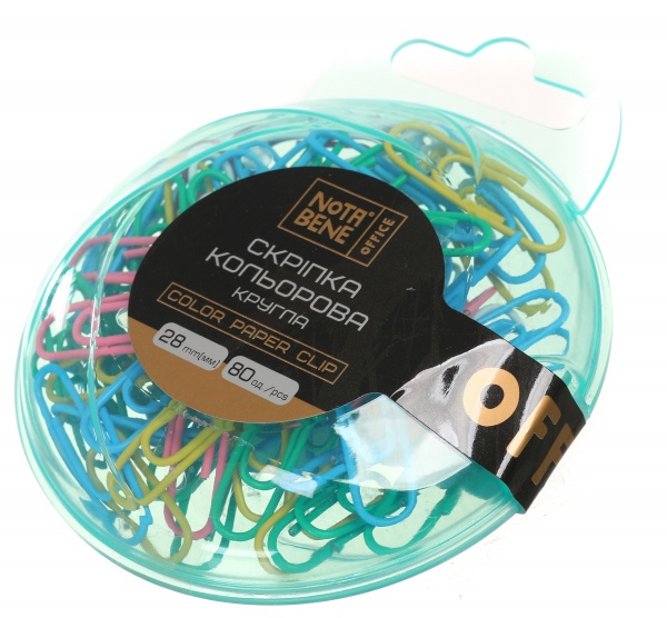 Скрепки цветные круглые 28 мм 80 шт. Nota Bene