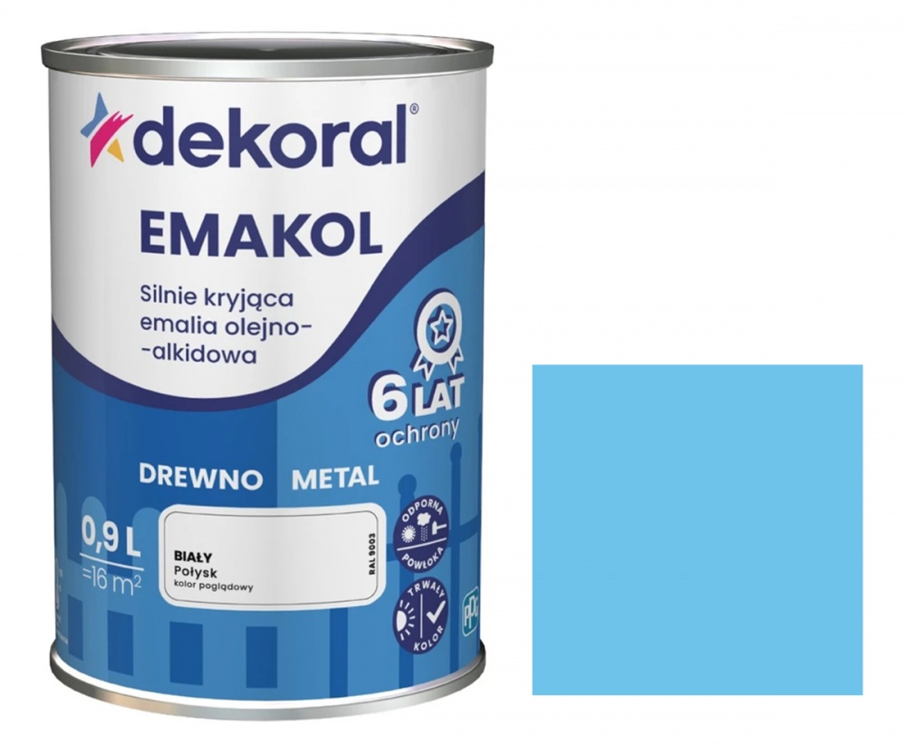 Емаль алкідна Dekoral Емаколь лазуровий світлий глянець 0,9л