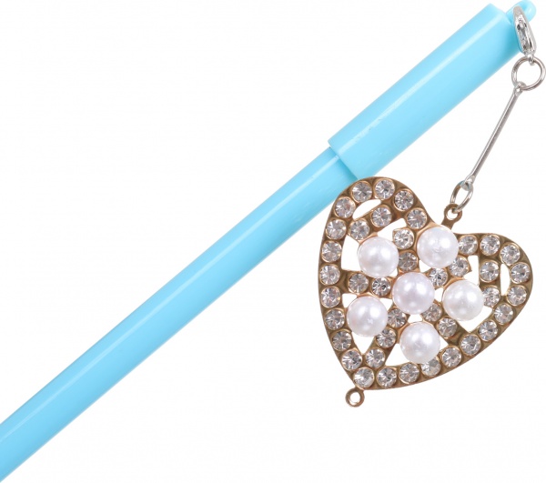 Ручка гелевая Жемчужное сокровище сердце голубая 