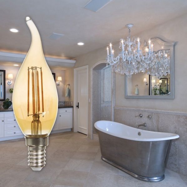 Лампа світлодіодна FIL LB-59 CF37 4 Вт E14 2200 К 230 В жовта 