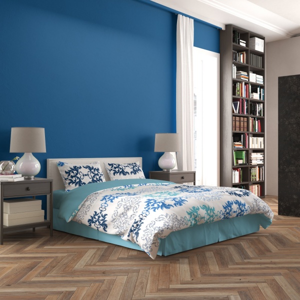 Комплект постільної білизни Трафарет 1,5 біло-блакитний Rigel 