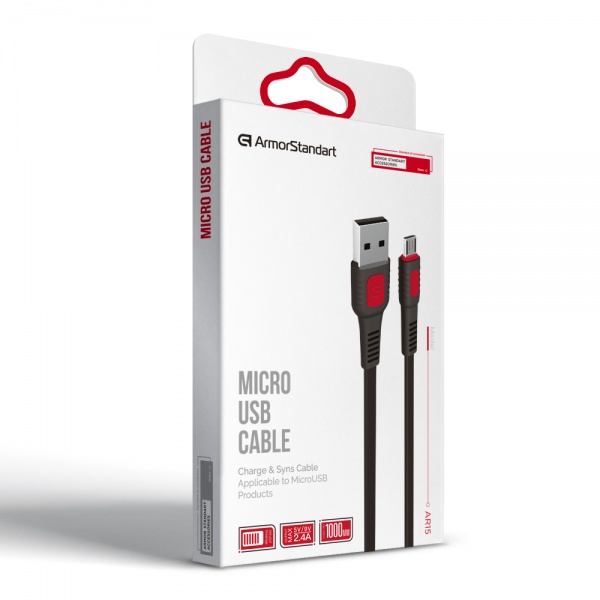 Кабель Armorstandart AR15 micro USB 2.4A 1m Black черный (ARM59535) 