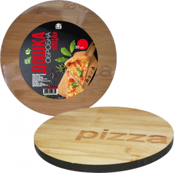 Дошка кухонна обробна бамбукова Піца 30x30x1,5 см 8843 S&T
