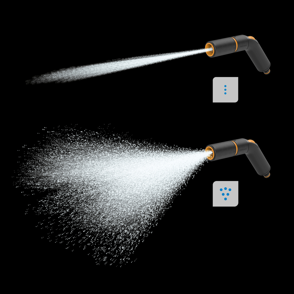 Набір Fiskars пістолет-розпилювач регульований + конектор для шланга 13 мм - 15 мм(1/2”-5/8