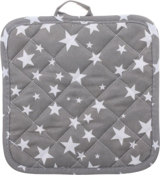 Набір кухонний Прихватка та рукавиця Зірки на сірому біло-сірий 