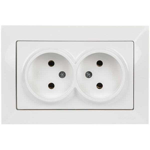 Розетка Mutlusan Candela подвійна без заземлення біла
