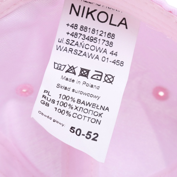 Кепка для дівчаток Pampona 21 L 07 р.52 рожевий 