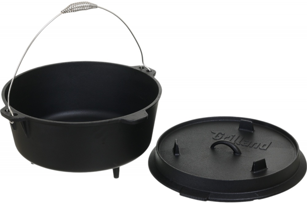 Казан Grilland 12 л чугунный туристический с крышкой UHR111704