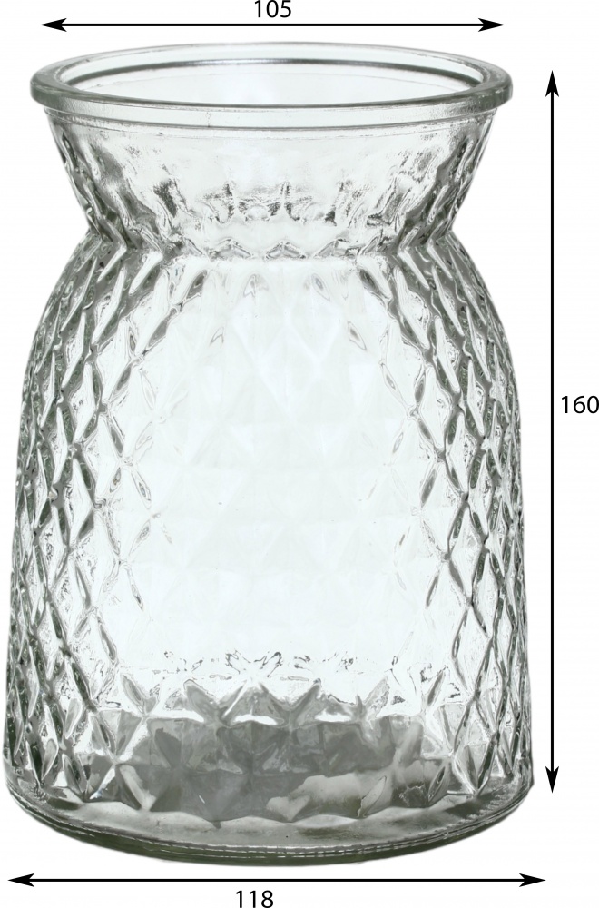 Ваза стеклянная Sensio Diamond 16 см прозрачная 10-rib bottom diamond