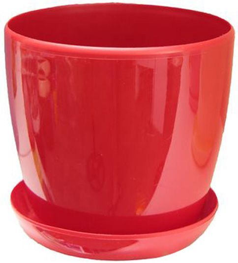 Горшок пластиковый Омела Омела Глянец 2,2 литра круглый 2,2л красный 