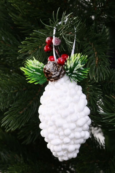 Декоративная подвеска Шар с декором 11 см белый HL21-36