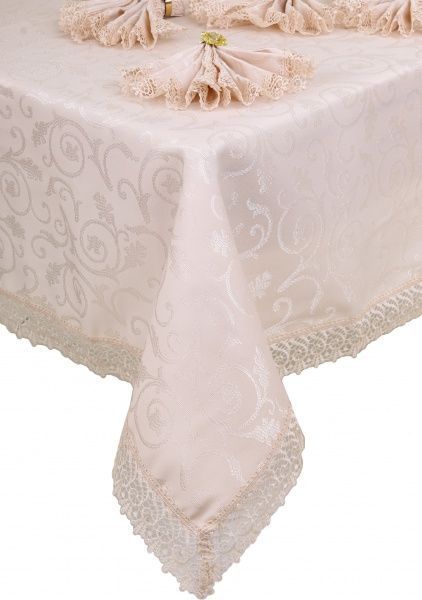 Скатерть с салфетками KDK 160x220 см бежевый Karna 