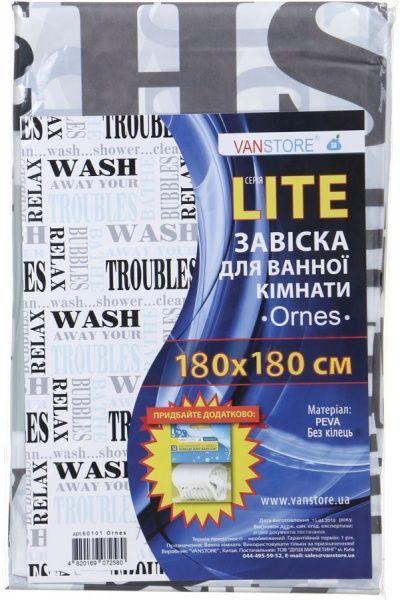 Шторка для ванны VanStore Ornes 180x180 см