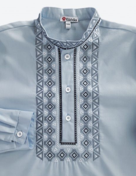 Вишиванка для хлопчиків Едельвіка 205-20/00 з сірою вишивкою р.134 блакитний 