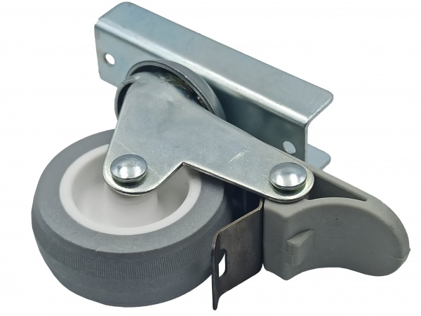 Ролик мебельный поворотный с U-кронштейном с тормозом ПВХ D50 H65 Burak 0516FHG