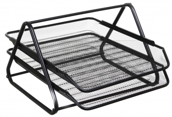 Лоток для паперів горизонтальний подвійний метал 35x30x19 см чорний Nota Bene