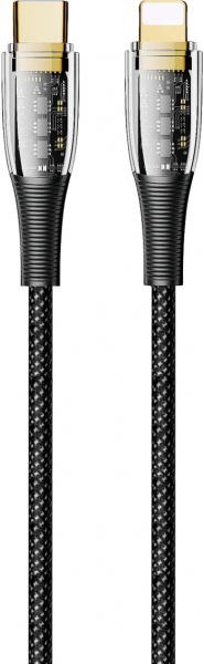 Кабель ColorWay Type-C - Apple Lightning (Transparent Head) (PD Fast Charging 27W) 3А 1,2 м чорний (CW-CBPDCL057-BK) 