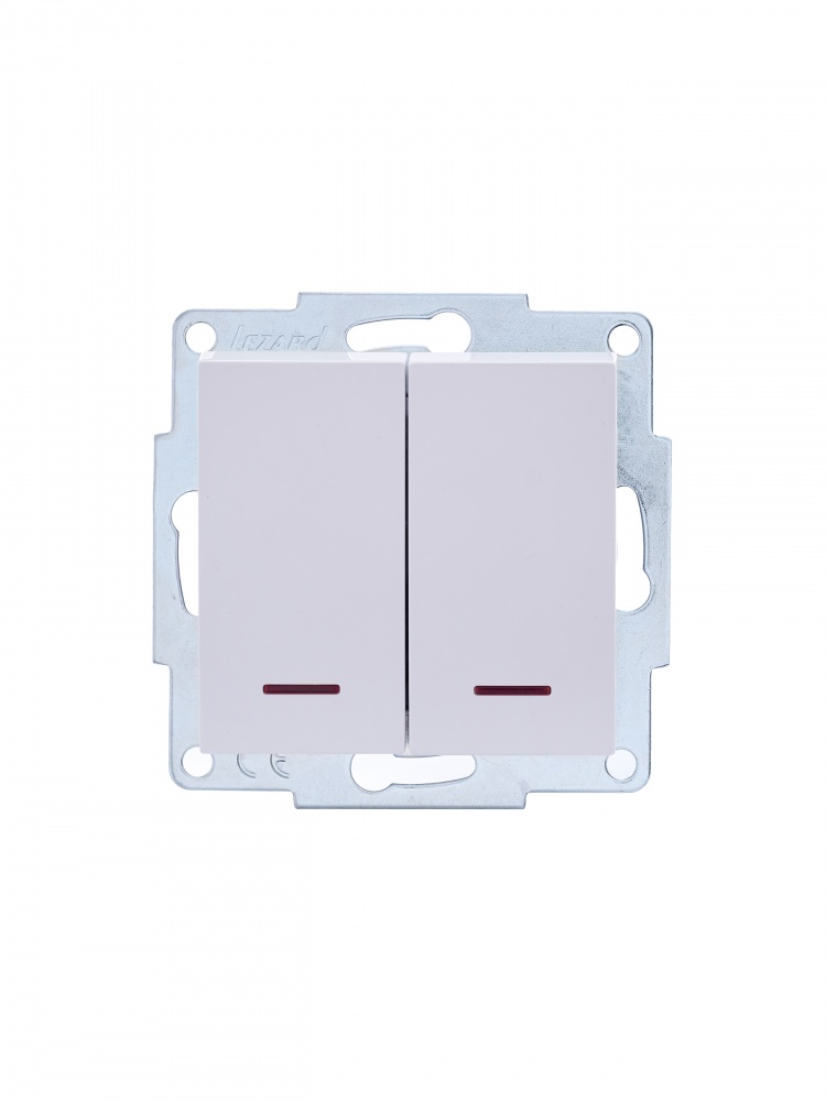 Выключатель двухклавишный Lezard Vesna с подсветкой белый 742-0288-112