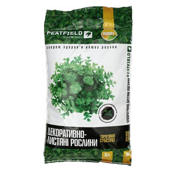 Субстрат торф'яний PEATFIELD для декоративно-листяних рослин 6 л