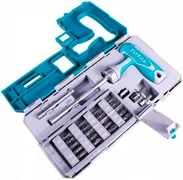 Отвертка со сменными насадками Total с Т-образной рукояткой 25 предметов × TACSD30256