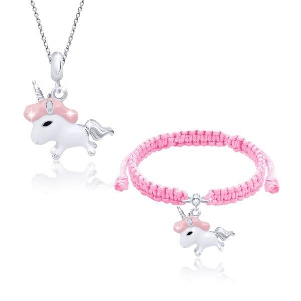 Браслет плетеный UMa&UMi Единорог розовый