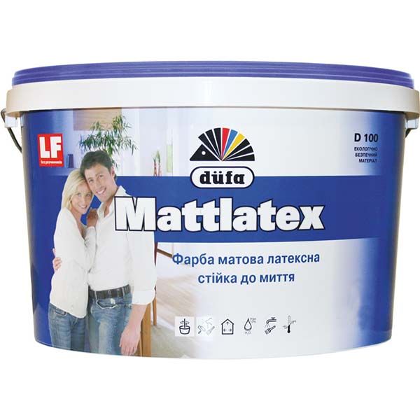 Фарба латексна водоемульсійна Dufa Mattlatex D100 мат білий 5л 7кг 