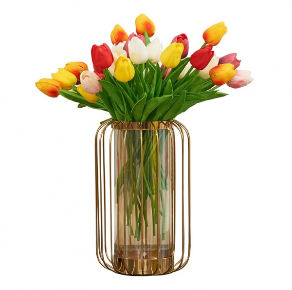 Ваза металева золота Hitech 19х32 см