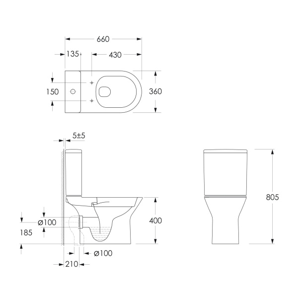 Унитаз-компакт Vyskov NewRimless i11337 с сиденьем soft-close
