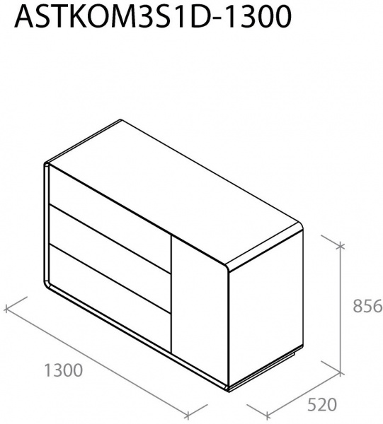Комод Aqua Rodos Astrid ASTKOM3S1D-1300-white-oak-moras белый матовый/дуб морас 