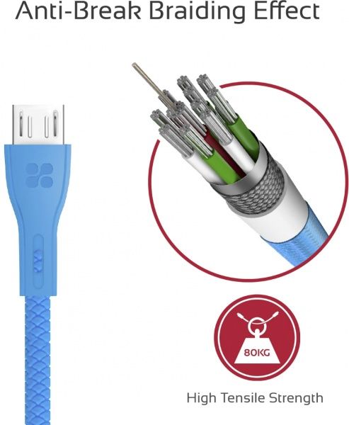 Кабель Promate USB – microUSB 1,2 м синій (powerbeam-m.blue) 