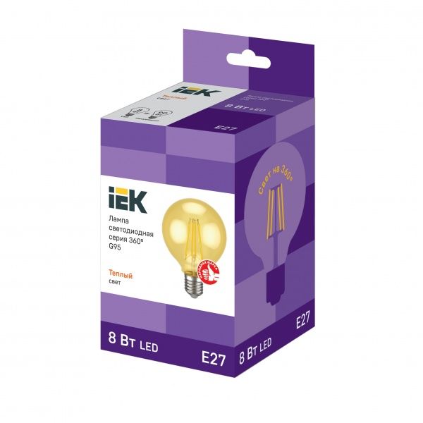Лампа светодиодная IEK FIL Gold G95 8 Вт E27 2700 К 220 В желтая 