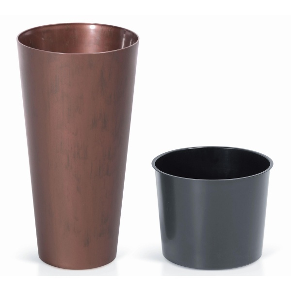 Горщик для квітів Prosperplast Tubus Slim Corten 250 мм з вкладишем високий бронза круглий 30 л бронза (65865-7601) 