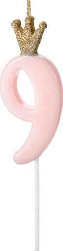 Свеча для торта Partydeco цифра 9 пастель розовая 9,5 см (SCU6-9-081J)
