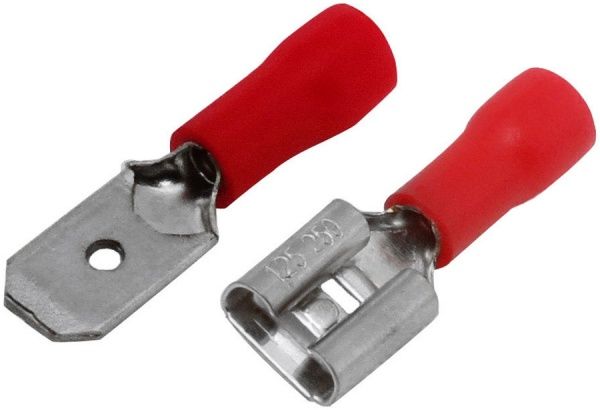 Разъем плоский изолированный (штек. + гн.) EMT 0,5-1,5 мм 10А 10 шт. красный 
