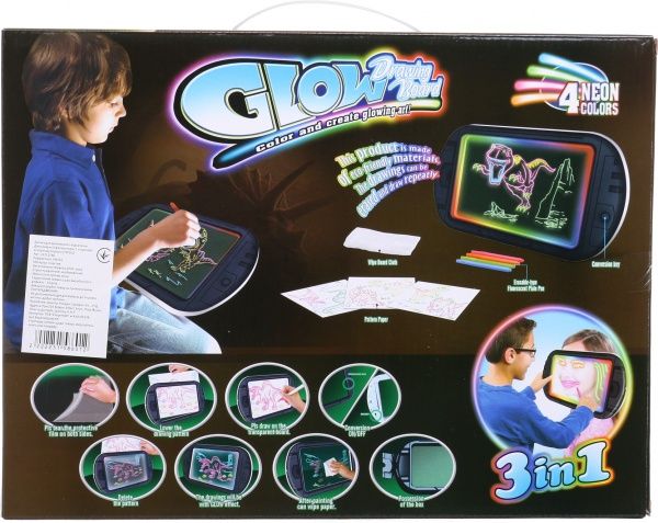 Доска для рисования с подсветкой Shantou в черном корпусе Динозавры (YM165)