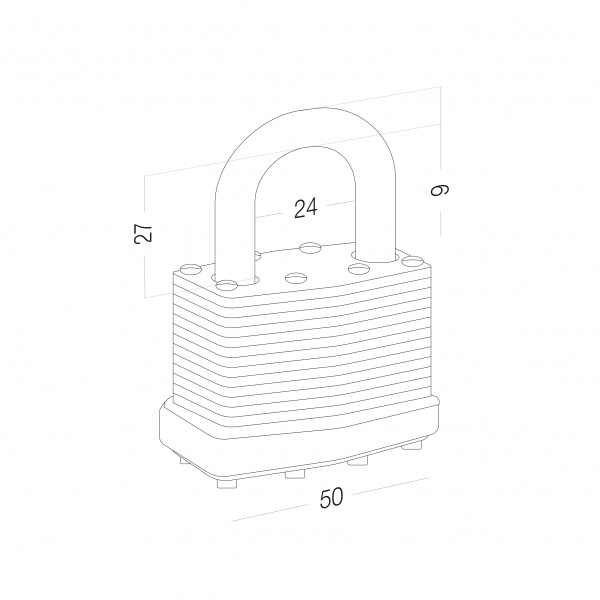 Замок навісний Horst HR-3LS-50E 3 шт. відкритий (амбарний) 