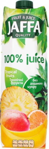 Сок Jaffa Тропические фрукты 100% 0,95л 